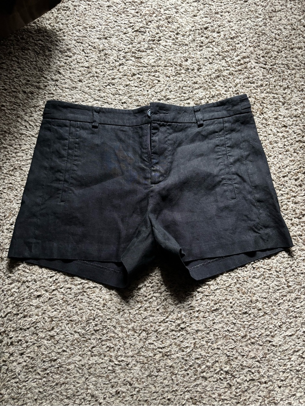 Vince Black High-Rise Linen-Blend Shorts